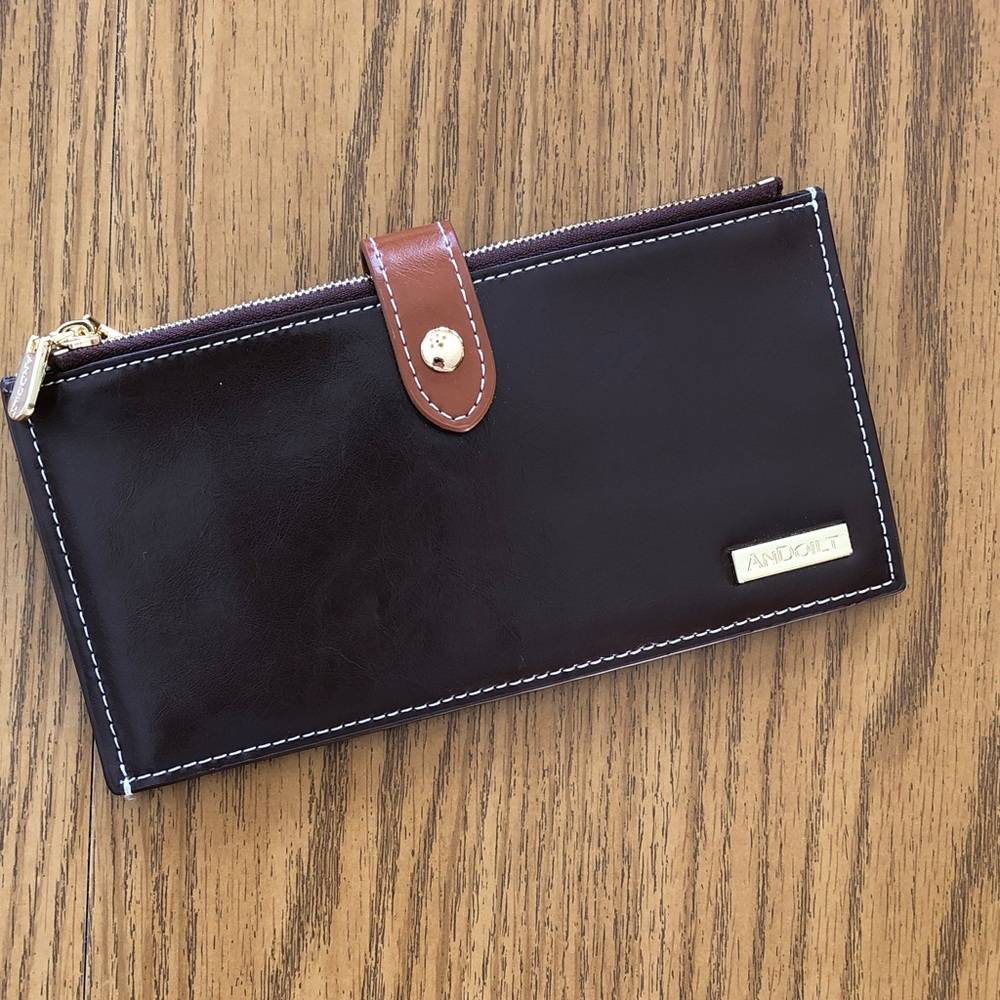 Andoilt Burgundy and Brown Leather Wallet